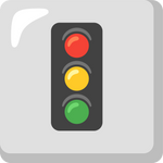 Zeichnung einer Verkehrsampel mit Rot, Gelb, Grün